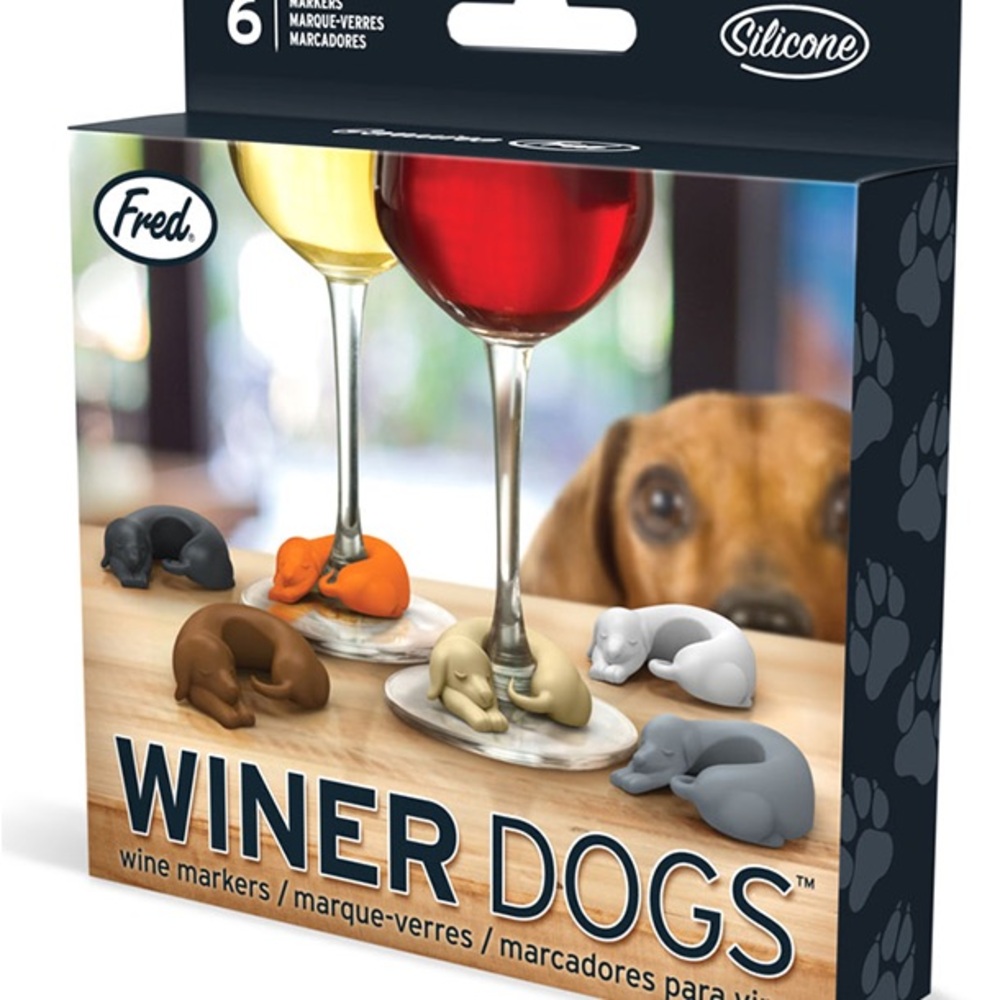 Fred Winer Dogs Silicone Wine Markers - Colorful Set